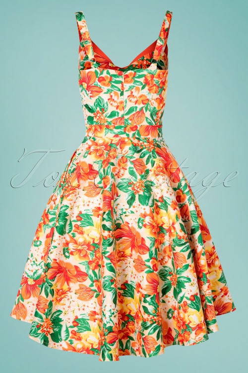Rebel Love Clothing - 50s Cast Away Floral Romper Set in Orange 4