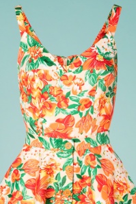 Rebel Love Clothing - 50s Cast Away Floral Romper Set in Orange 3