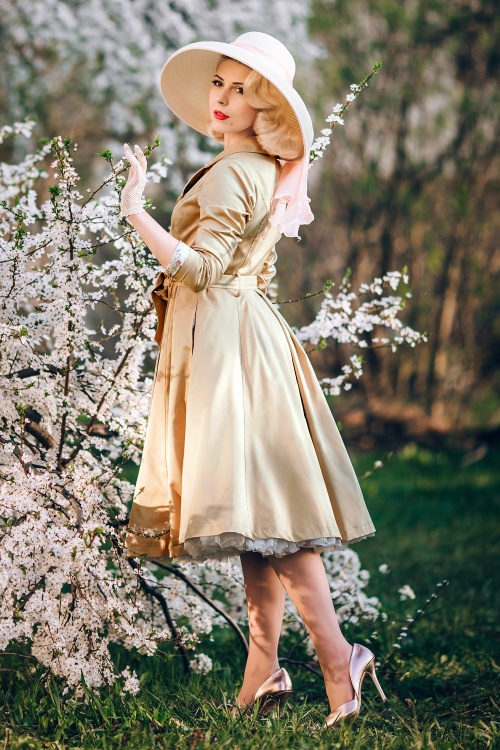 40s Korrina Swing Trench Coat In Beige