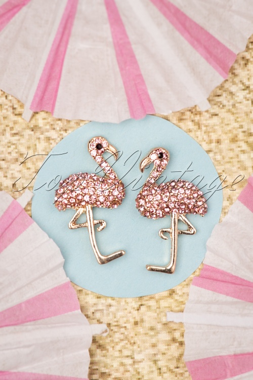 Louche - Flamingo Stud Earrings Années 50 en Doré