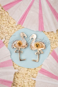 Louche - Flamingo Stud Earrings Années 50 en Doré 4