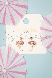 Louche - 50s Flamingo Stud Earrings in Gold 3