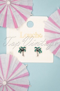 Louche - 50s Palm Tree Stud Earrings in Silver 3