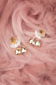 Louche - 50s Sparkling Cherry Stud Earrings in Gold 4