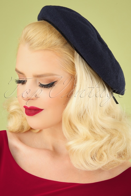 Banned Retro - Kathrine Beret Années 50 en Bleu Marine