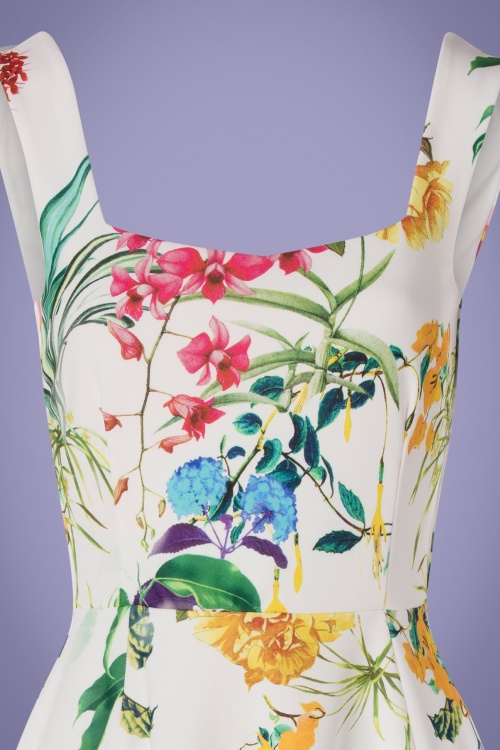 Vintage Chic for Topvintage - Fridah Swing-Kleid mit Blumenmuster in Weiß 2