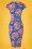 Topvintage Boutique Collection - Gianna Floral Pencil Dress Années 50 en Bleu 4
