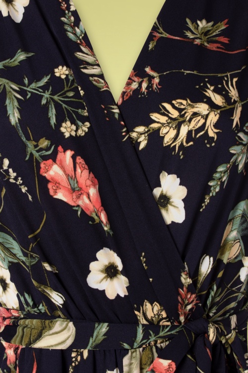 Vintage Chic for Topvintage - Quinty jumpsuit met bloemenprint in donker marineblauw 5
