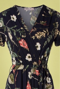 Vintage Chic for Topvintage - Quinty jumpsuit met bloemenprint in donker marineblauw 4