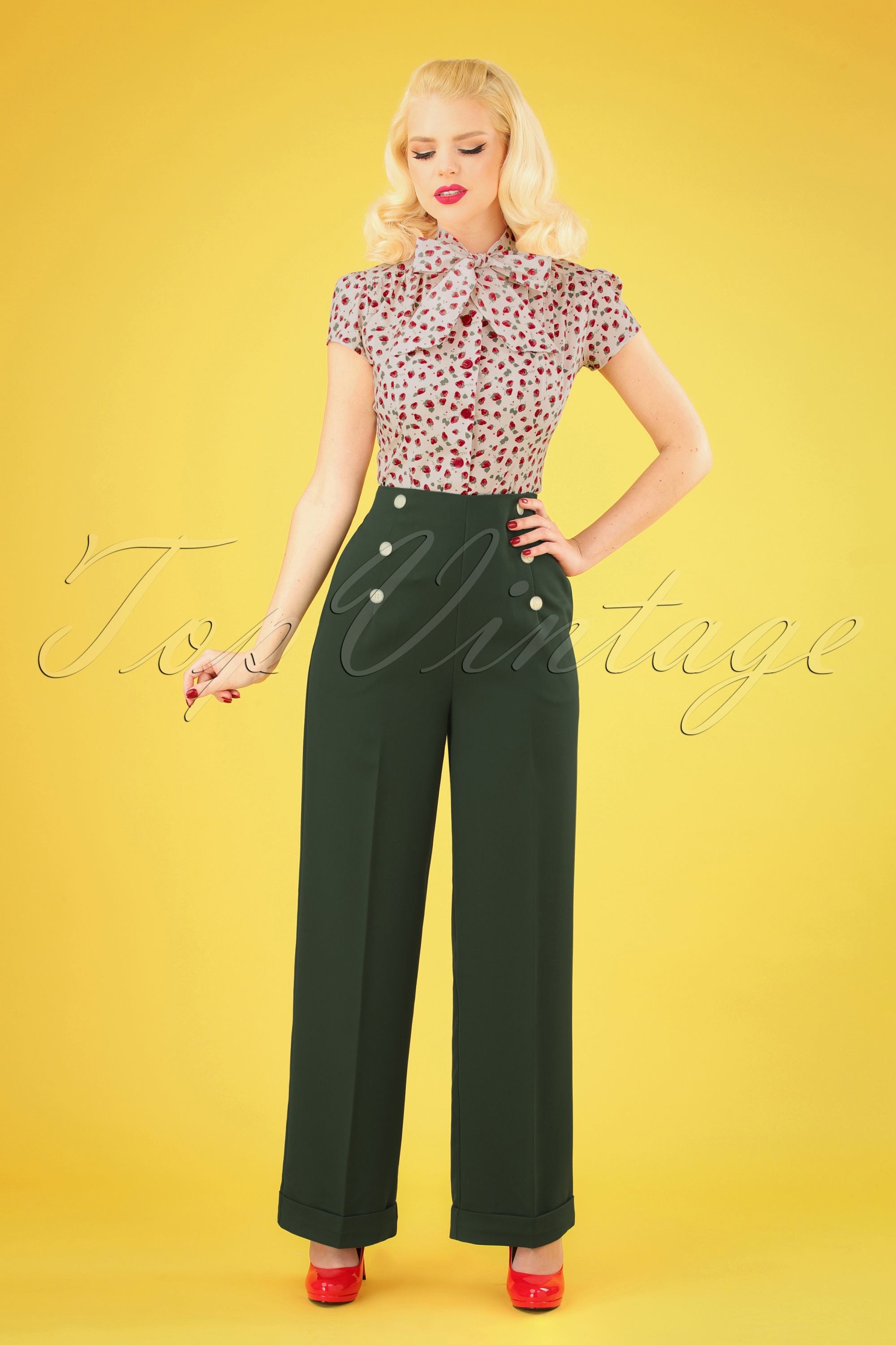 【40-50s】euro vintage pants Vintage 1940s 1950s Style White Sailor Gaucho crop Swing