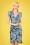 Little Mistress - 50s Rori Floral Wrap Dress in Blue