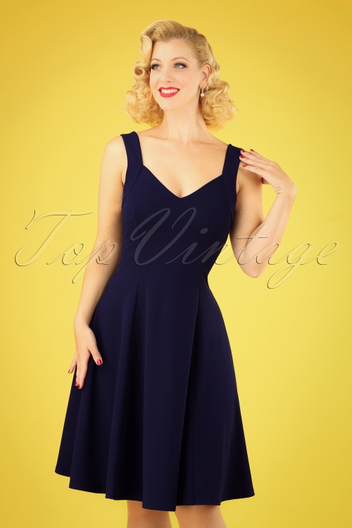 Vintage Chic for Topvintage - Suzy Swing Dress Années 50 en Bleu Marine