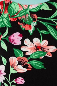 Vintage Chic for Topvintage - Aloha Bleistiftkleid mit tropischem Blumenmuster in Schwarz 3