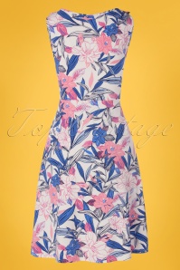 Topvintage Boutique Collection - The Janice Floral Dress Années 50 en Blanc 4