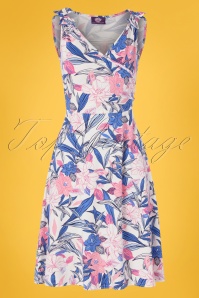 Topvintage Boutique Collection - The Janice Floral Dress Années 50 en Blanc