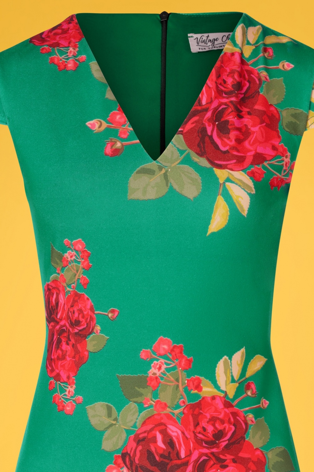 50s Lynda Floral Pencil Dress In Emerald Green 3986