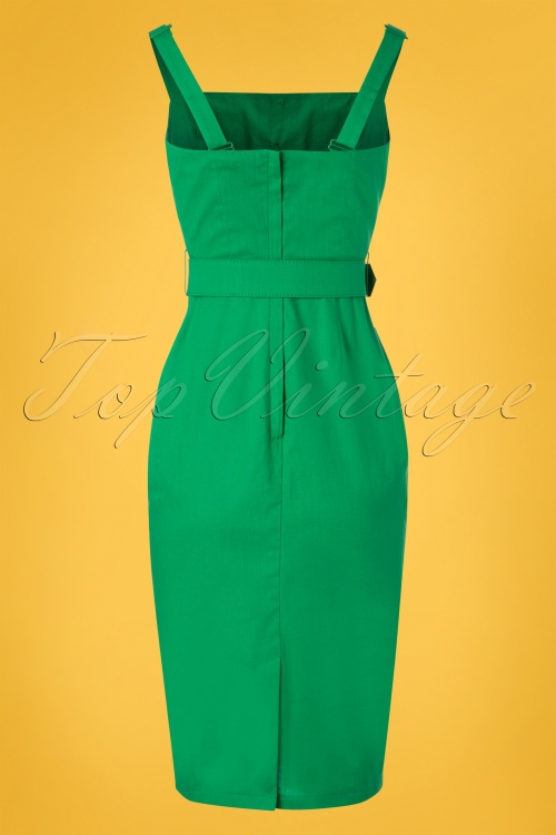Collectif Clothing - Olympia Pencil Dress Années 50 en Vert 4