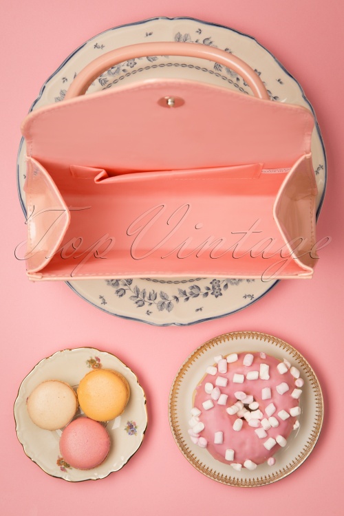 La Parisienne - Lillian Lack Flap Bag in Blush Pink und Silber 3