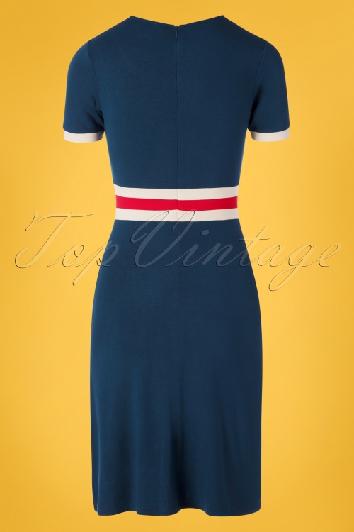 Fever - 60s Claudia Bows Dress in Navy and Red 3