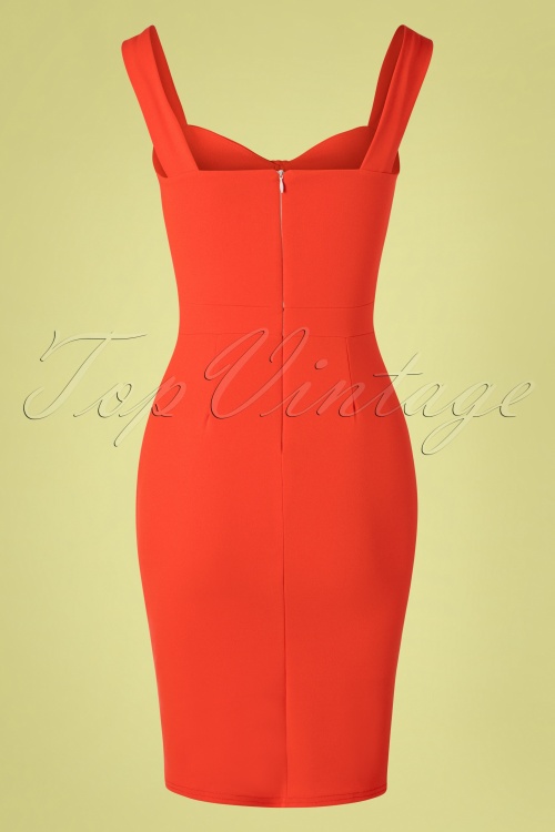 Vintage Chic for Topvintage - 50s Amara Bow Pencil Dress in Fiesta Orange 2