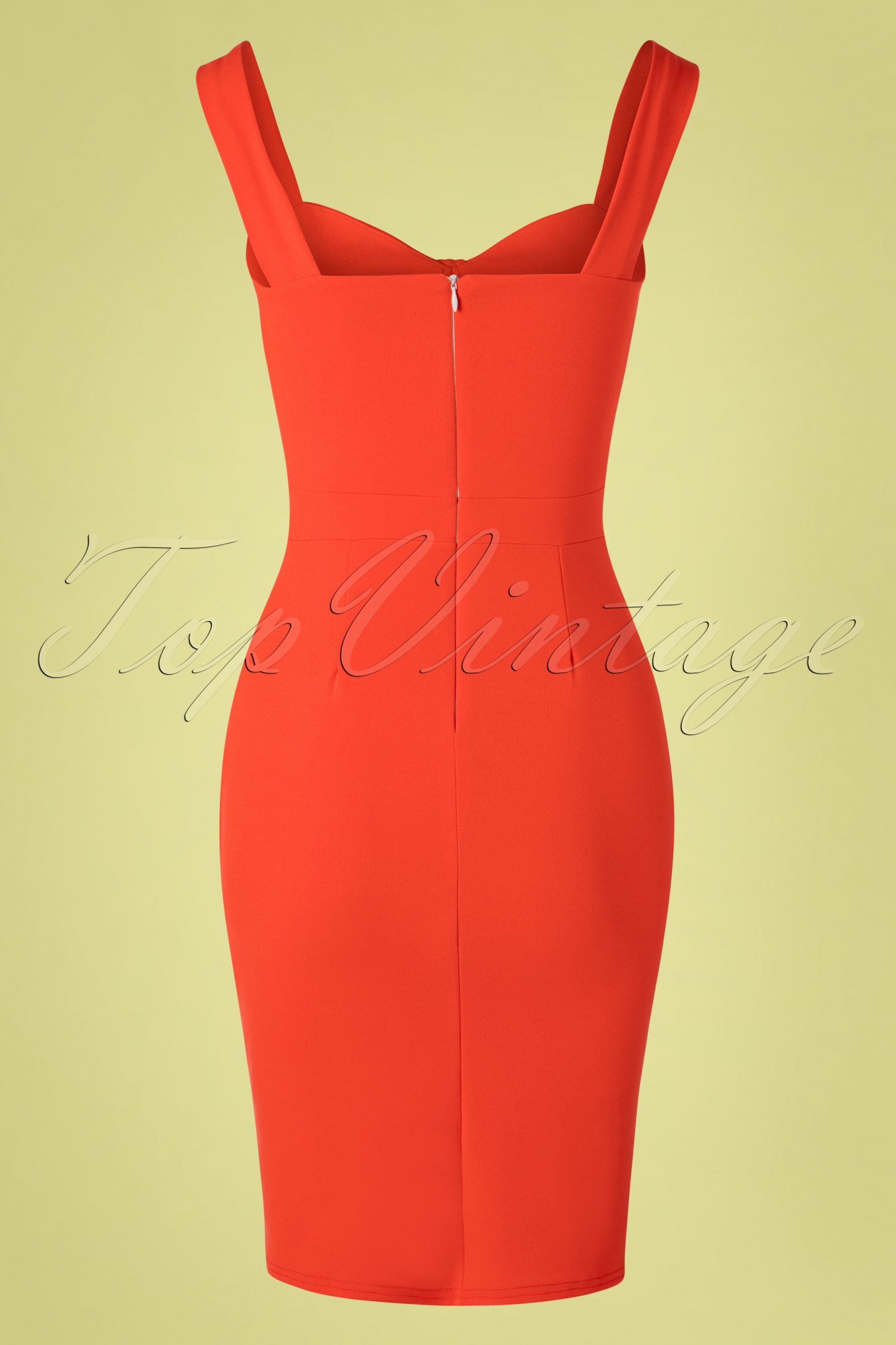 Vintage Chic for Topvintage - Amara penciljurk met strik in Fiesta Orange 2