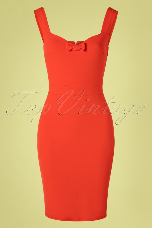 Vintage Chic for Topvintage - Amara Bow Pencil Dress Années 50 en Orange Fiesta