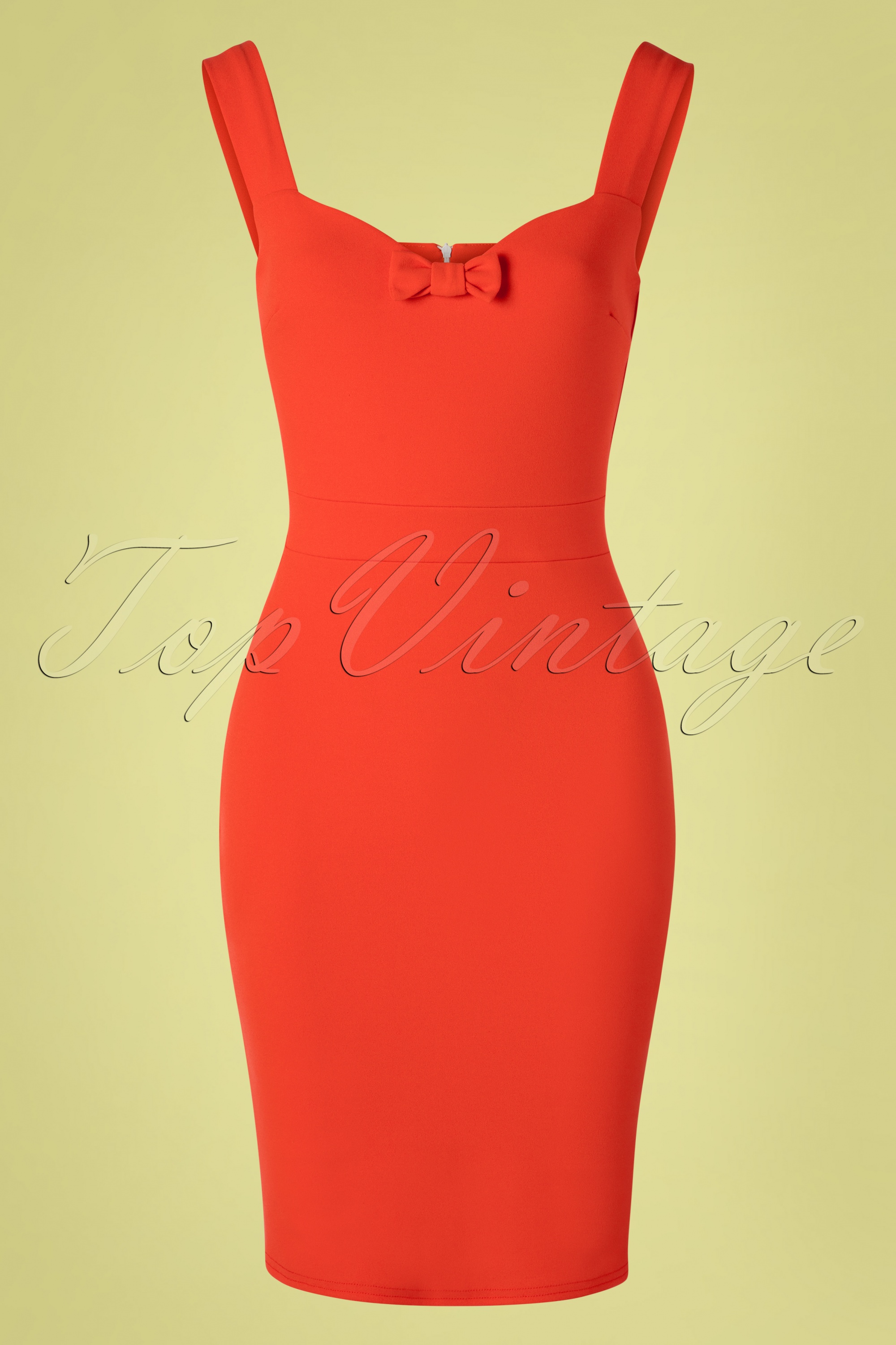 Vintage Chic for Topvintage - Amara penciljurk met strik in Fiesta Orange