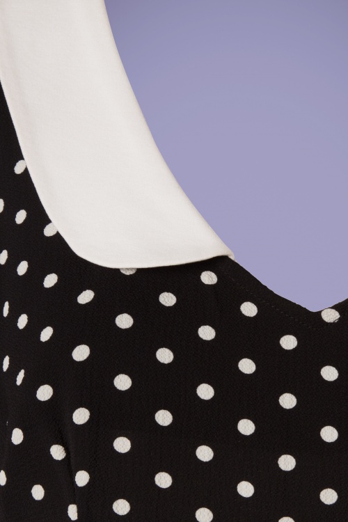 Collectif Clothing - Mirella Polka Dot Top Années 50 en Noir 4