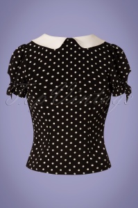 Collectif Clothing - 50s Mirella Polka Dot Top in Black 3