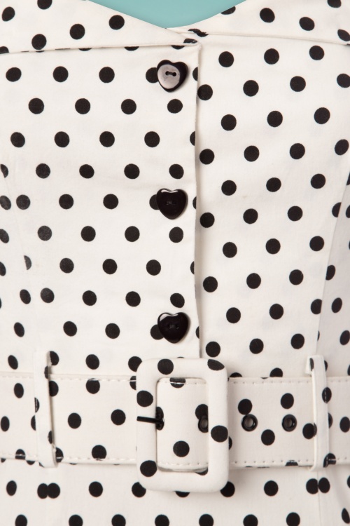 Collectif Clothing - Wanda Polkadot Pencil Dress Années 50 en Blanc et Noir 4