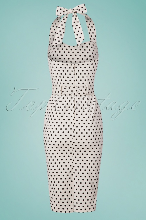 Collectif Clothing - 50s Wanda Polkadot Pencil Dress in White and Black 5
