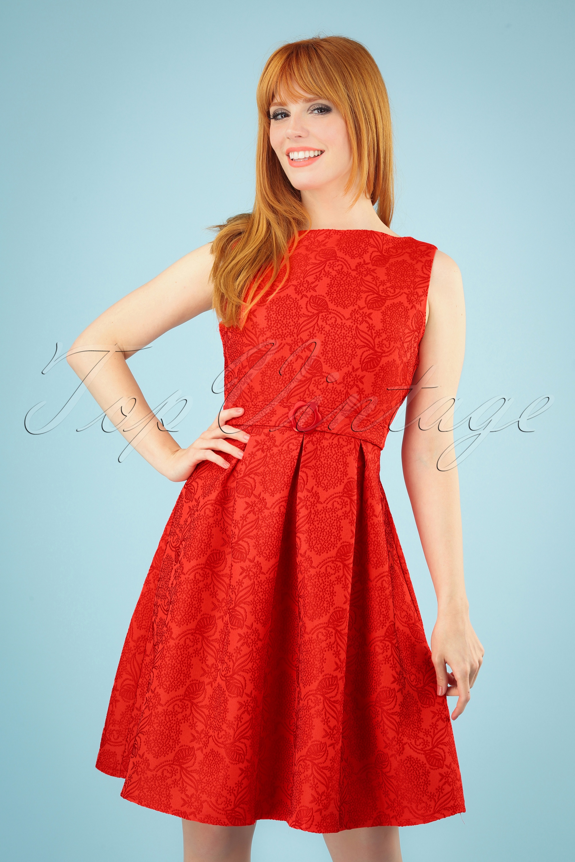 Banned Retro - Florida jacquardjurk in koraalrood