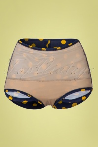 Esther Williams - 50s Classic Polkadot Bikini Pants in Navy and Yellow 4