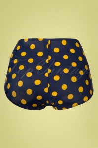 Esther Williams - Classic Polkadot Bikini Pants Années 50 en Bleu Marine et Jaune 3