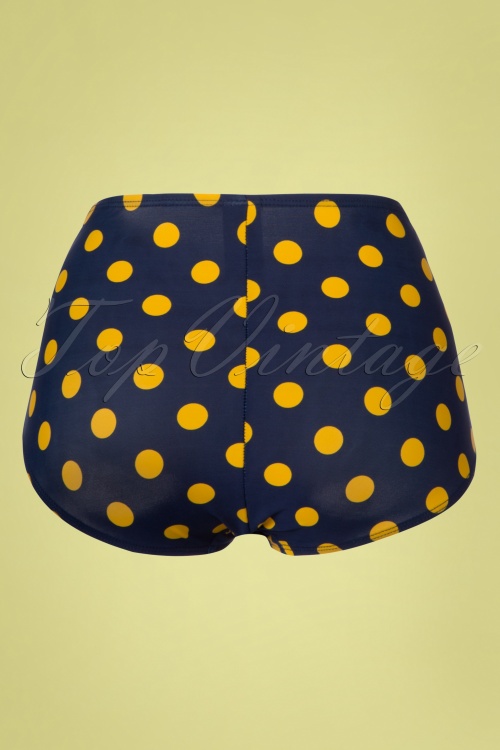 Esther Williams - 50s Classic Polkadot Bikini Pants in Navy and Yellow 3