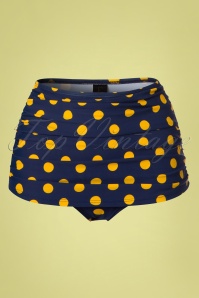 Esther Williams - Classic Polkadot Bikini Pants Années 50 en Bleu Marine et Jaune 2