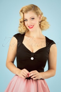 Steady Clothing - 50s Sweetheart Button Top in Black