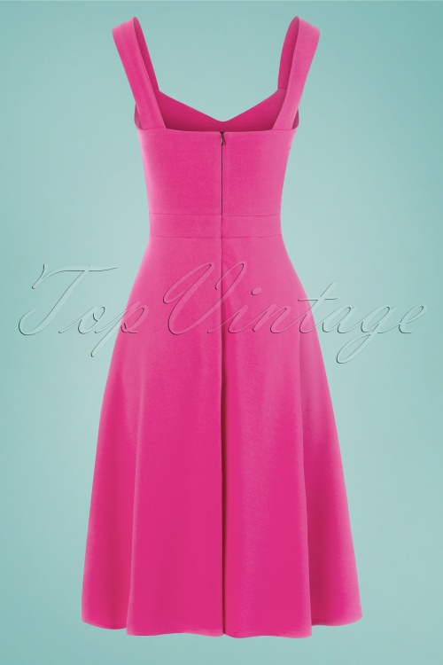 Vintage Chic for Topvintage - Amara Swing-jurk met strik in pauwroze 2