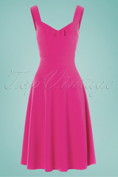 Vintage Chic for Topvintage - 50s Amara Bow Swing Dress in Peacock Pink