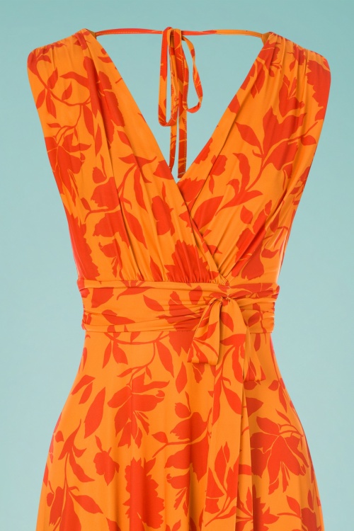Vintage Chic for Topvintage - Jane Floral Midi Dress Années 50 en Orange 3