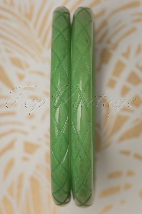 Splendette - TopVintage Exclusief ~ Salie smal gesneden armbanden in groen 3