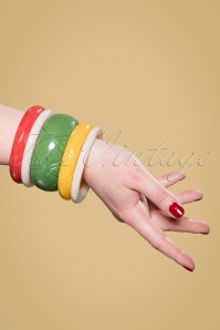 Splendette - Exclusief TopVintage ~ Salie brede gesneden armband in groen 5