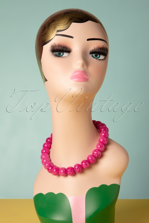 Splendette - TopVintage Exclusive ~ Candy geschnitzte Perlenkette in Rosa