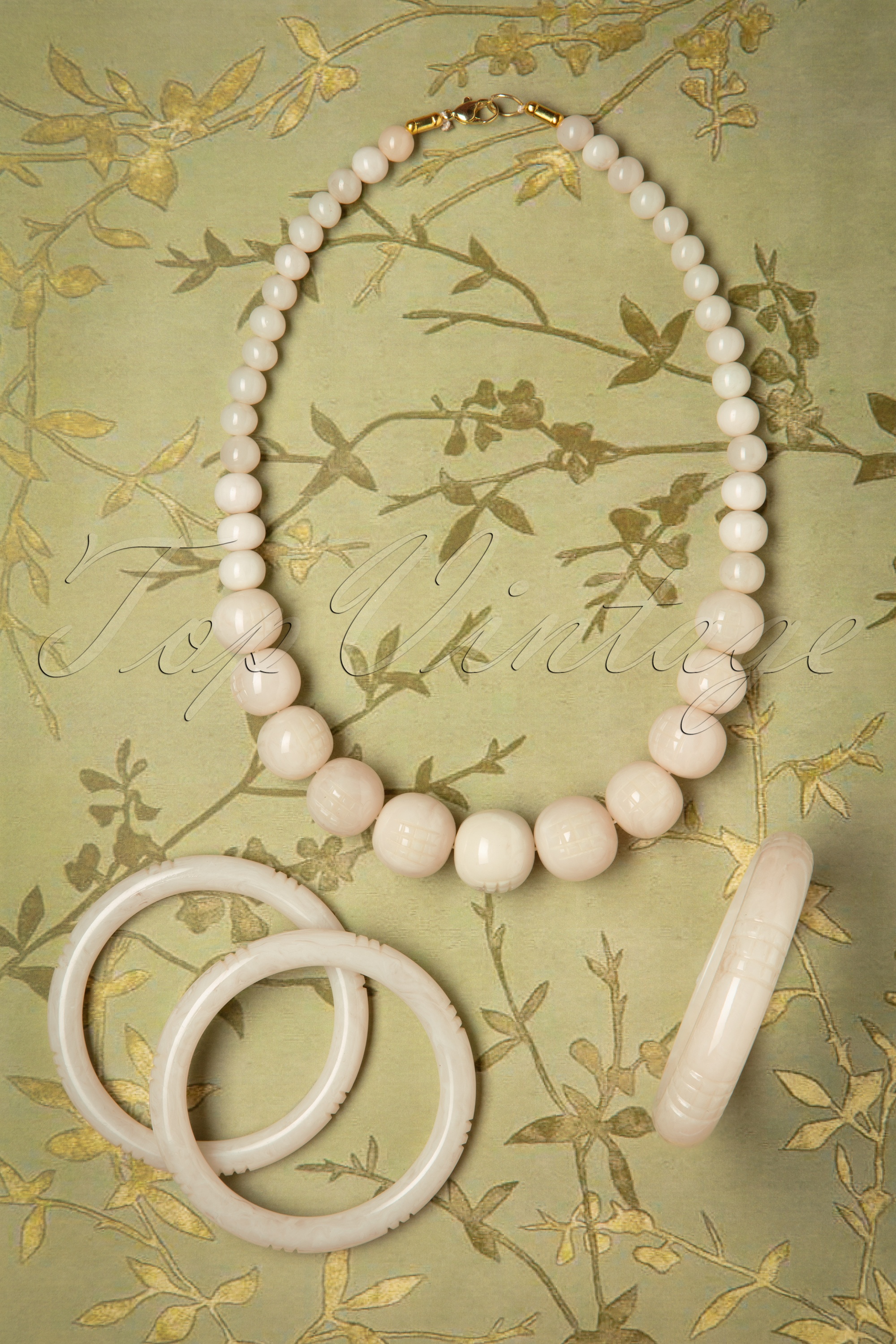 Splendette - TopVintage Exclusief ~ Cloud gesneden kralenketting in ivoor 4