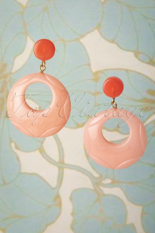 Splendette - TopVintage Exclusive ~ Drop Earrings Années 50 en Pêche Pâle