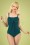 Jessica Rey - Greta Bow One Piece Swimsuit Années 50 en Vert Canard
