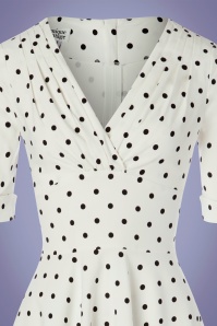 Unique Vintage - 50s Delores Dot Swing Dress in White and Black 3