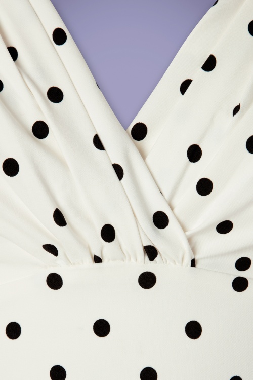 Unique Vintage - Delores Dot Swing-jurk in wit en zwart 4