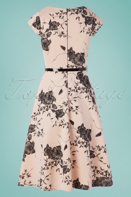 Vintage Chic for Topvintage - Raelynn Floral Swing Dress Années 50 en Nude 4