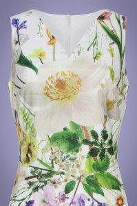 Smashed Lemon - 60s Whitney Floral Pencil Dress in Ivory 2